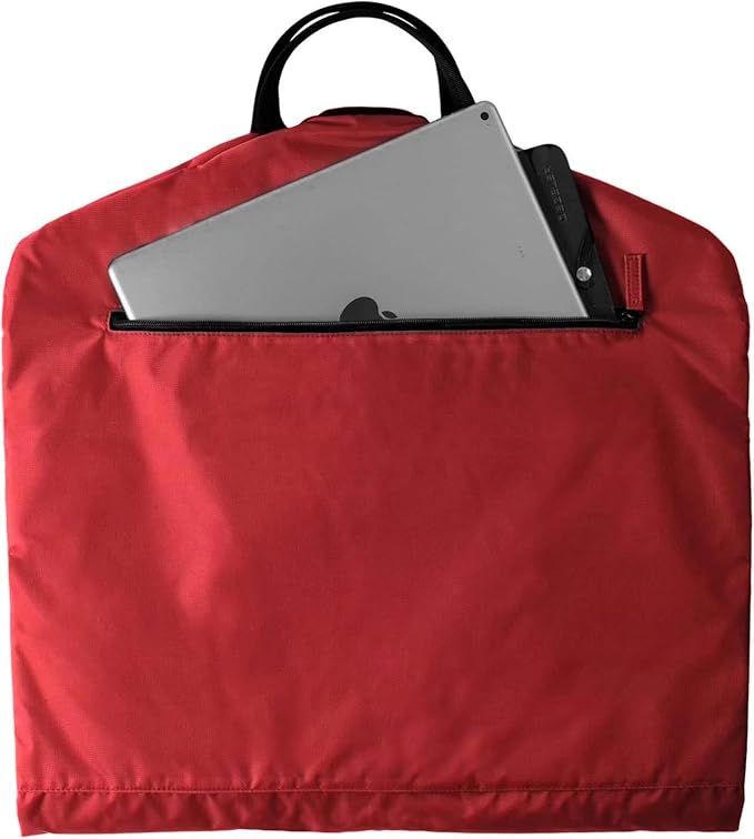 SkyHanger - Carry on Garment Bag with unique Titanium Suit Hanger for Men & Women - best-in-class functionality for wrinkle-free traveling - lightweight & water repellent nylon - Dark Red
