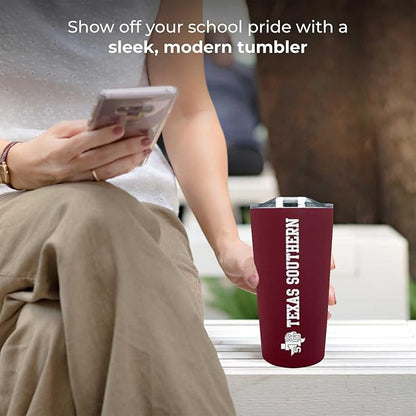 Campus Colors NCAA Stainless Steel Tumbler perfect for Gameday - 18 oz - Double Walled - Keeps Drinks Perfectly Insulated (Texas Southern University - Maroon)