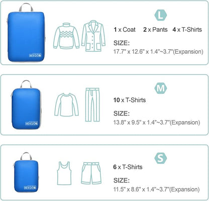 Cambond Compression Packing Cubes for Travel Women - Expandable Travel Bags Luggage Organizers Travel Essentials Compression Cubes for Travel Carry on Suitcases Organizer