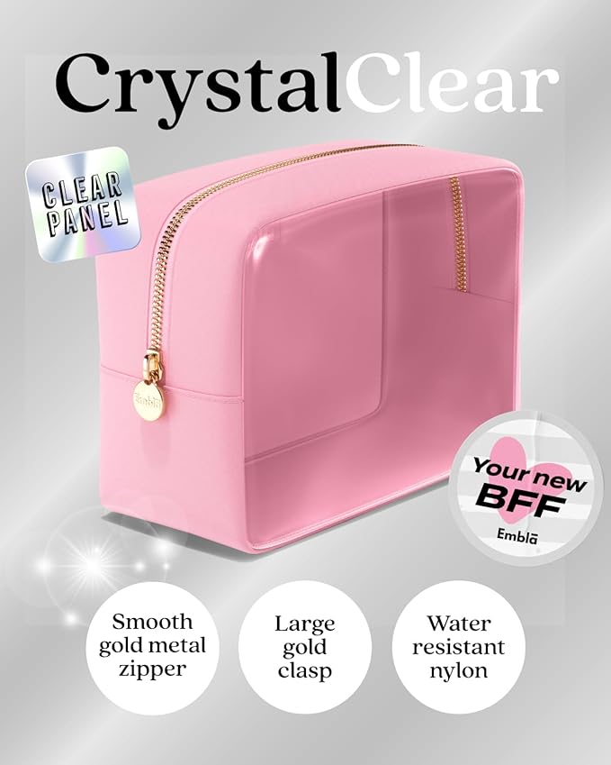 Clear Cosmetic Bags Set of 3, Mini Small Large Makeup Bags For Women Clear Pouch Cosmetics Cases Zipper Cute Pouches Make Up Travel Toiletry Essentials Preppy Purse Organizer Makeup Cases, Flamingo