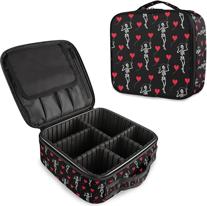 MNSRUU Women Makeup Bag Romantic Skull Gothic Makeup Bag Organizer Travel Cosmetic Bag for Teenage Girl Clear Make Up Bags with Zipper