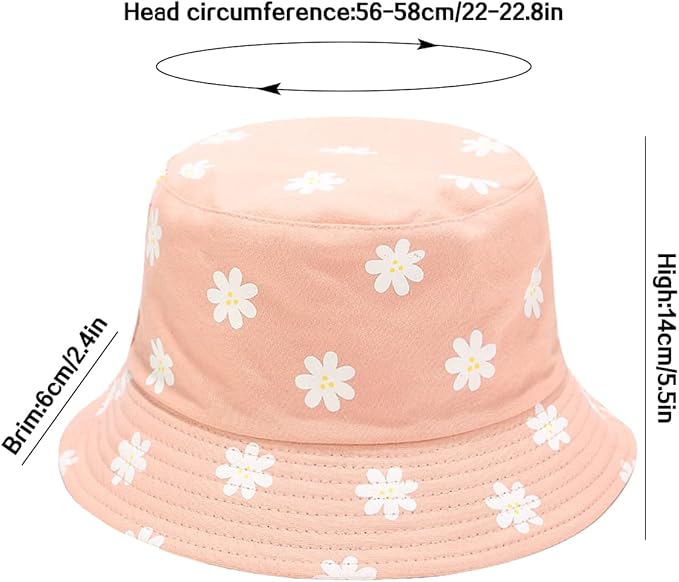 XYIYI Cute Bucket Hat Beach Fisherman Hats for Women, Reversible Double-Side-Wear