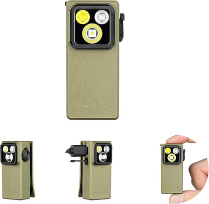 OLIGHT Oclip Ultra EDC Flashlight Clip-on Light, 530 Lumens Rechargeable with Type-C Charging, Combines Floodlight, Spotlight and UV, Triple Magnetic Lights for Inspection and Work (Olive Green)