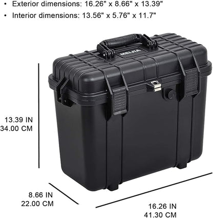 MEIJIA All Weather Waterproof Hard Camera Case With Customized Fit Foam Included, Elegant Black,Fit for Drones,camera,lens,16.26x8.66x13.39inches