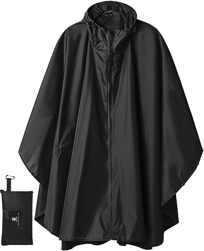 SaphiRose Unisex Rain Poncho Waterproof Raincoat Hooded for Adults Women with Pockets