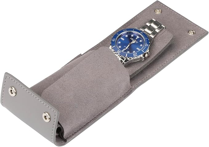 Travel Watch Pouch/Leather Watch Travel Case with Suede Lining/Luxury Leather Travel Watch Box Single Watch Pouch Christmas Gift for Man/Woman/Office
