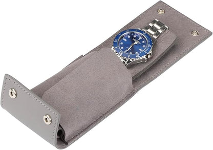 Travel Watch Pouch/Leather Watch Travel Case with Suede Lining/Luxury Leather Travel Watch Box Single Watch Pouch Christmas Gift for Man/Woman/Office