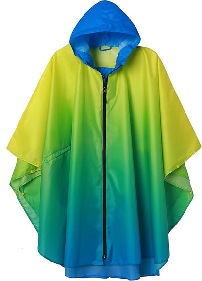 SaphiRose Rain Poncho Jacket Coat Hooded for Adults with Pockets