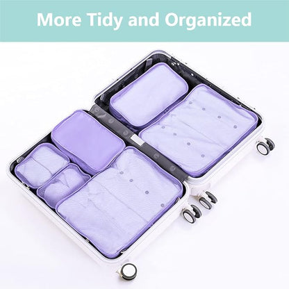Packing cubes for Travel Luggage Organizer Bags 6 Set Packing Cubes for Suitcases Travel Essentials for Carry on Mesh Suitcase Organizer with Shoe Bag (purple)