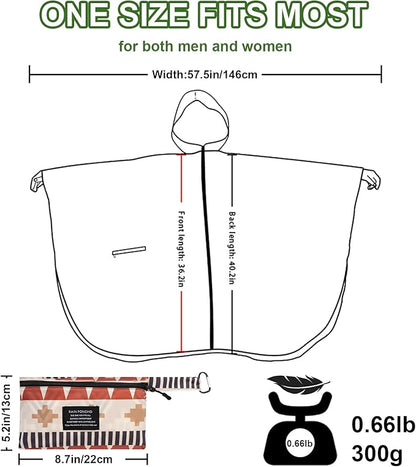 Hooded Rain Ponchos for Adult - Rain Coat and Rain Jacket with Waterproof Pocket and Zipper