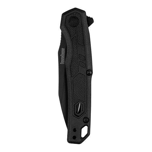 Kershaw Appa Folding Serrated Tactical Pocket Knife, Assisted Opening, 2.75 inch Serrated Black Blade and Handle, Small, Lightweight Every Day Carry