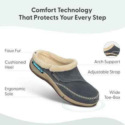 Orthofeet Women's Orthopedic Faux Fur Lined Charlotte Slippers
