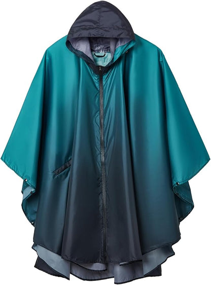 SaphiRose Rain Poncho Jacket Coat Hooded for Adults with Pockets