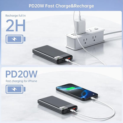 2-Pack Heated Vest Battery Pack USB 5V/12V 10000mAh Fits for DR.Prepare, KOVNLO, Tidewe, FFraao, iHood Electric Heating Hoodie/Jacket/Blanket/Chair/Stadium Seat Cushion PD20W Fast Charger for iPhone