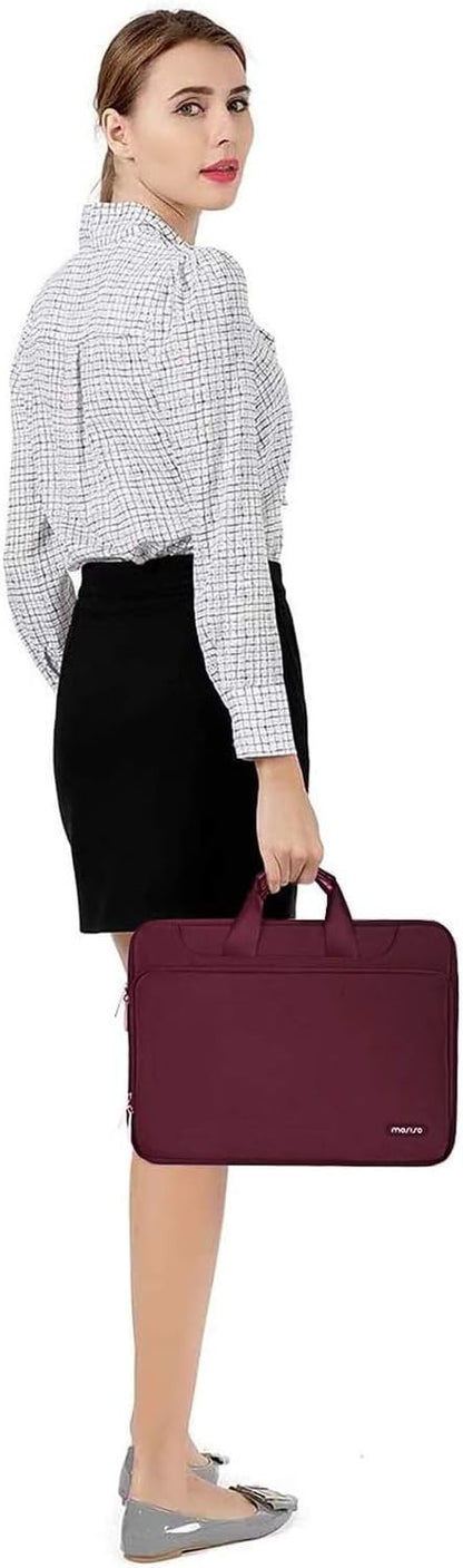 MOSISO 360 Protective Laptop Shoulder Bag Compatible with MacBook Air/Pro, 13-13.3 inch Notebook, Compatible with MacBook Pro 14 inch M5 M4 M3 M2 M1,Matching Color Sleeve with Belt, Wine Red