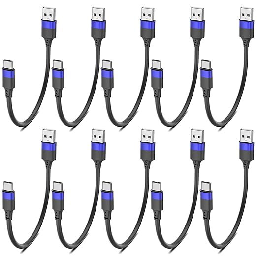 6 inch Short USB C Cable Bulk 10 Pack, Multipack Short USB A to USB C Cable for Fast Charging Stations, 0.5ft Type C Charger Cord for iPhone 16 15 Samsung Galaxy S24 S23 S20 S10 S9 Note 20 10 9