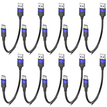 6 inch Short USB C Cable Bulk 10 Pack, Multipack Short USB A to USB C Cable for Fast Charging Stations, 0.5ft Type C Charger Cord for iPhone 16 15 Samsung Galaxy S24 S23 S20 S10 S9 Note 20 10 9