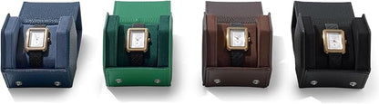 Oirlv Luxury Hexagonal Leather Watch Travel Case Single Watch Box for Men Portable Jewelry Storage Roll Organizer(1-Slot,Green)