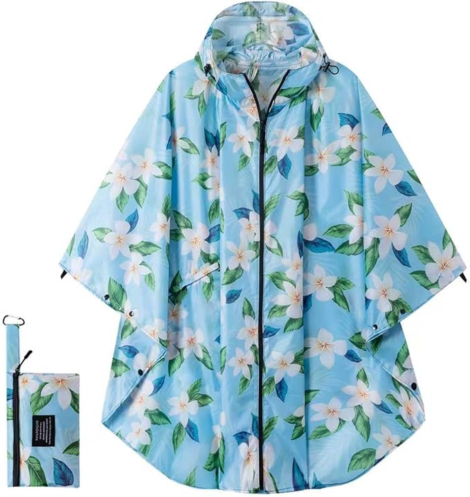 Hooded Rain Ponchos for Adult - Rain Coat and Rain Jacket with Waterproof Pocket and Zipper