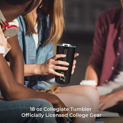Campus Colors NCAA Stainless Steel Tumbler perfect for Gameday - 18 oz - Double Walled - Keeps Drinks Perfectly Insulated (Purdue Boilermakers - Black)