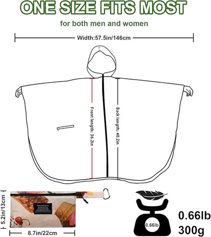 Hooded Rain Ponchos for Adult - Rain Coat and Rain Jacket with Waterproof Pocket and Zipper