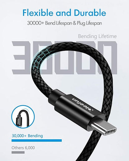 CLEEFUN Short USB C to USB C Cable 60W, USBC to USBC, [5-Pack, 1 ft] Type C to C Charger Cord Fast Charging for iPhone 16 15 Pro Max/Plus, for Samsung Galaxy S24 S23, for iPad/MacBook Pro/Air