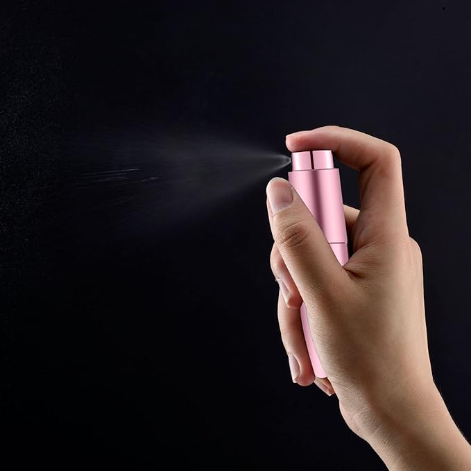 2 PCS/8ml Portable Mini Perfume Atomizer bottles, Empty Refillable Spray Bottle with 3 Types of Refill Tools, Pocket Travel Perfume Sample Bottles(Matte Black&Pink)