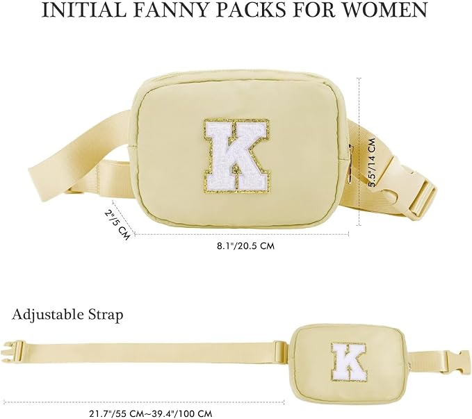 YOOLIFE Gifts for Girls - 5 6 7 8 9 10 11 12 13 14 15 16 Year Old Girls Birthday Gifts for Teen Girls, Preppy Stuff for Teen Girls Teenage Girl Gifts, Khaki Initial Crossbody Bag Belt Bag P