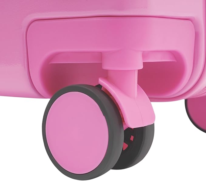18-Inch Kids Ride-On Suitcase - Cute Lightweight Trolley Luggage with 4 Silent Spinner Wheels & Lock for Travel - Perfect for Ages 3-6 (Pink)