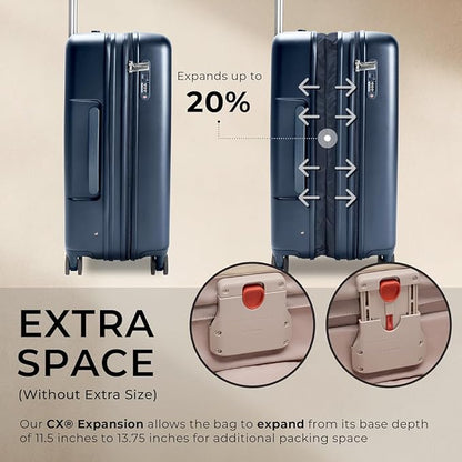 Briggs & Riley 27" Medium Expandable Spinner - Checked Luggage for Travel, Suitcases with Wheels, Hardside Rolling Bag for Men & Women, Self-Repairing Zipper - Sympatico Collection, Navy