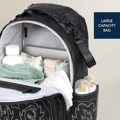 Itzy Ritzy Diaper Bag Backpack – Large Capacity Boss Plus Baby Backpack Diaper Bag Featuring 19 Pockets, Changing Pad, Stroller Clips, and Comfortable Straps (Outlaw)