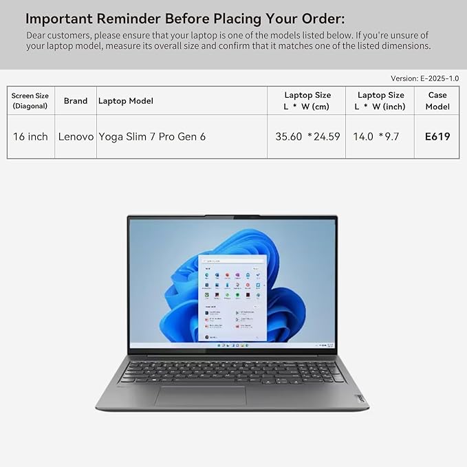 Smatree 16 inch Laptop Sleeve for Lenovo Yoga Slim 7 Pro Gen 6 Laptop Bag with Accessory Pocket, YKK Zipper, Patented Super Corner Design (E619)