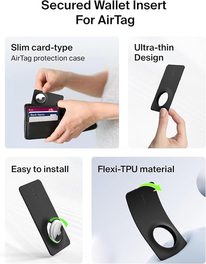 Belkin Apple AirTag Secure Wallet Insert - Thin Wallet Holder - Ultra Slim & Flexible Credit Card Size Insert for Purse, Handbag, Pocket, Backpack - Accessories for Apple AirTag - Black (2-Pack)