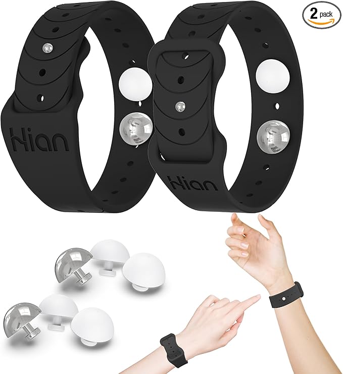 Hion Motion Sickness Bracelets Sea Sickness Wristbands for Motion Sickness/Morning Sickness/Pregnancy Nausea Anti Nausea Bands Acupressure Wristband Motion Sickness Bands（1Pair Black）