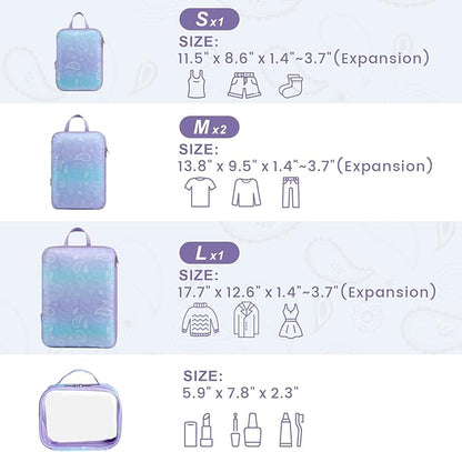Cambond Compression Packing Cubes for Travel Women - Expandable Travel Bags Luggage Organizers Travel Essentials Compression Cubes for Travel Carry on Suitcases Organizer