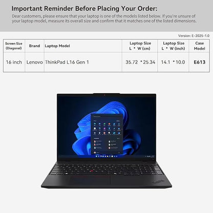 Smatree 16 inch Laptop Sleeve for Lenovo ThinkPad L16 Gen 1 Laptop Bag with Accessory Pocket, YKK Zipper, Patented Super Corner Design (E613)