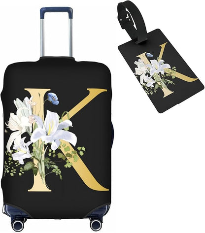 Decorative K Suitcase Protectors Elastic Washable Luggage Covers With Concealed Zippers For 18-32 Inch Luggage (Size M: Fits 22-24 Inch)