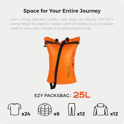 25L Waterproof Travel Vacuum Bags, Tear-Resistant Design,Lightweight Compression Storage, Durable Vacuum Seal Bags for Clothing Travel Luggage, Camping, Hiking & Road Trips