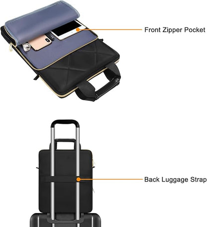MOSISO Vertical Laptop Shoulder Bag,Computer Bag,Rhombus Quilted Messenger Bag with Front Pocket&Handle&Belt