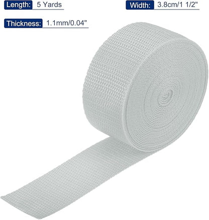 MECCANIXITY Lightweight Polypropylene Webbing Strap 1 1/2" 5 Yard Backpack Strapping Band Light Grey for Outdoor Luggage Cargo Straps