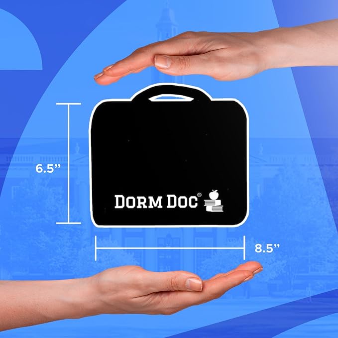 College First Aid Kit – Compact Emergency Medical Kit for Dorm Rooms, School, Sports – with Bandages, OTC Medicines for Relief, Gauze, Quick Care Set – Portable Health Kit - 175 PCS, Blue