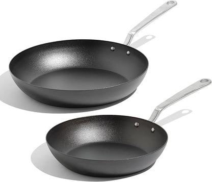 Made In Cookware - 2 Piece (Includes 10",12") Seasoned Blue Carbon Steel Frying Pan - (Like Cast Iron, but Better) - Professional Cookware - Crafted in Sweden - Induction Compatible
