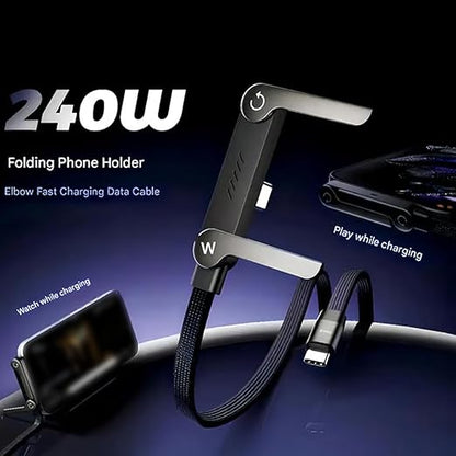 Charge Stand 2-in-1 Cable, 2-in-1 Invisible Holder Charger Cable – 240w Fast Charging Cord with Built-in Phone Stand, for Smartphones Tablets (TypeC-TypeC,1Pcs)