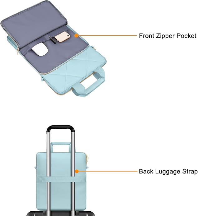 MOSISO Vertical Laptop Shoulder Bag,Computer Bag,Rhombus Quilted Messenger Bag with Front Pocket&Handle&Belt