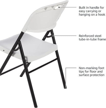 Amazon Basics Folding Plastic Chair, 350-Pound Capacity, White, 2-Pack