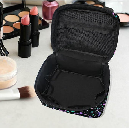 Makeup Bag, Crescents and Stars Makeup Organizer Bags Toiletry Bag Box Travel Cosmetic Bag Make Up Train Case for Women Teen Girl Ladies