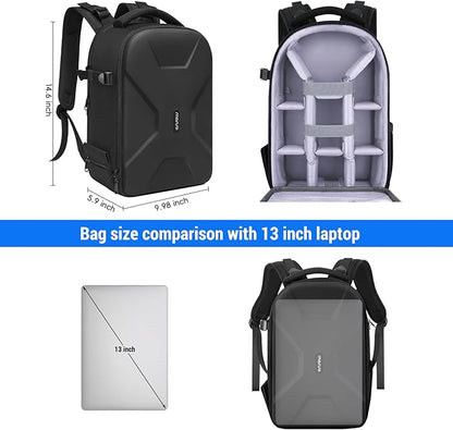 MOSISO Camera Backpack,DSLR/SLR/Mirrorless Photography Camera Bag Full Open Waterproof Hardshell Bag with Insert&Tripod Holder&Laptop Compartment Compatible with Canon/Nikon/Sony, Black
