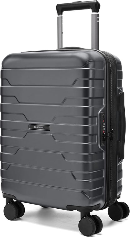 BAGSMART Carry On Luggage 22x14x9 Airline Approved with Spinner Wheels,Lightweight 20 Inch Luggage with TSA Lock,Expandable Hard Shell Carry On Suitcases for Men Women,Gray
