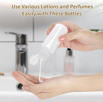 100 PCS 1OZ Travel Bottles with Flip Cap - 30 ml Clear Plastic Travel Size Containers, Portable Leak Proof Squeeze Bottles Refillable Empty Cosmetic Containers for Liquid Shampoo Lotion, Clear