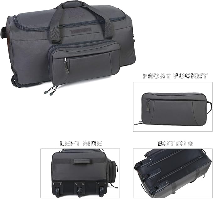 Heavy-Duty X-Large Military Tactical Wheeled Rolling Duffel Trolley Bag For Deployment Traveling Camping Sporting